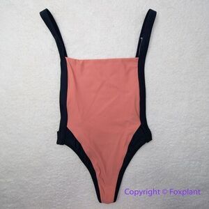 NEW Fae Lima one piece‎ swimsuit, warm clay pink and black, size S